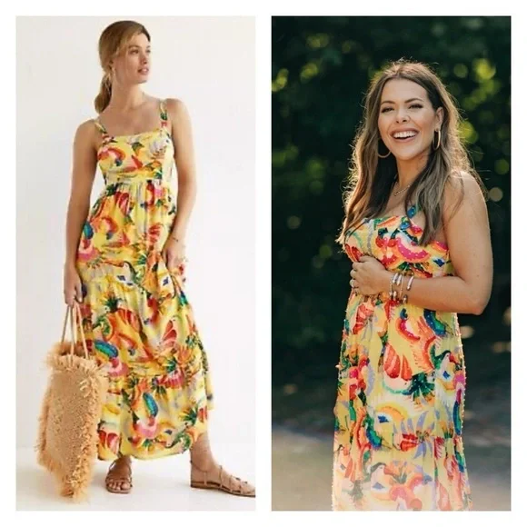 chinese dress ladies Light Yellow Poppy Flowers Sleeveless Lenzing™ Ecovero™ Viscose Maxi Dress main image 0